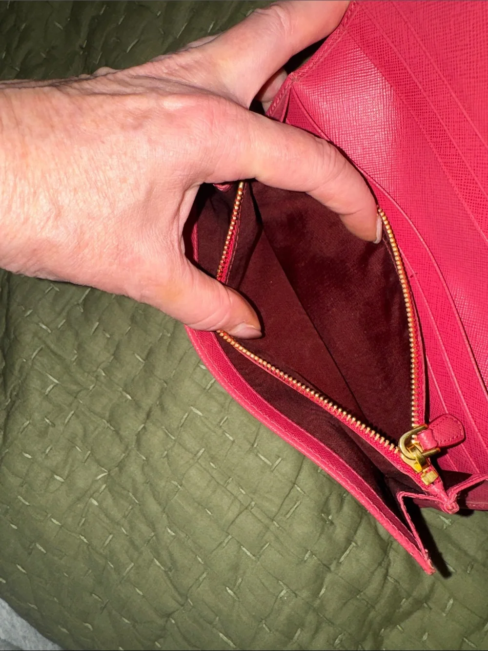 Prada Pink Saffiano Leather Continental Wallet with Gold Logo - Picture 7 of 16